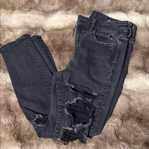 American Eagle Outfitters Black Distressed Skinny Jeans